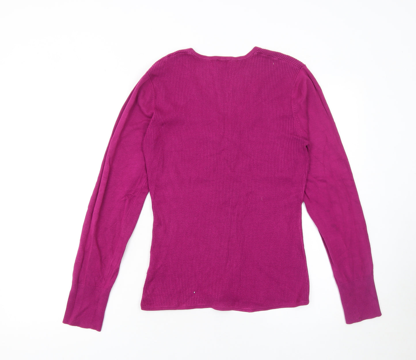 G.W. Womens Pink V-Neck Long Sleeve Knit Cardigan Size 14