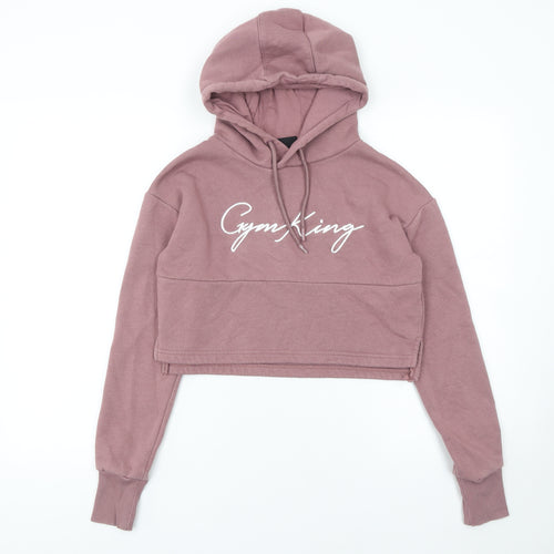 Gym King Womens Mauve Pink Cropped Hoodie Size 6 Cotton Blend