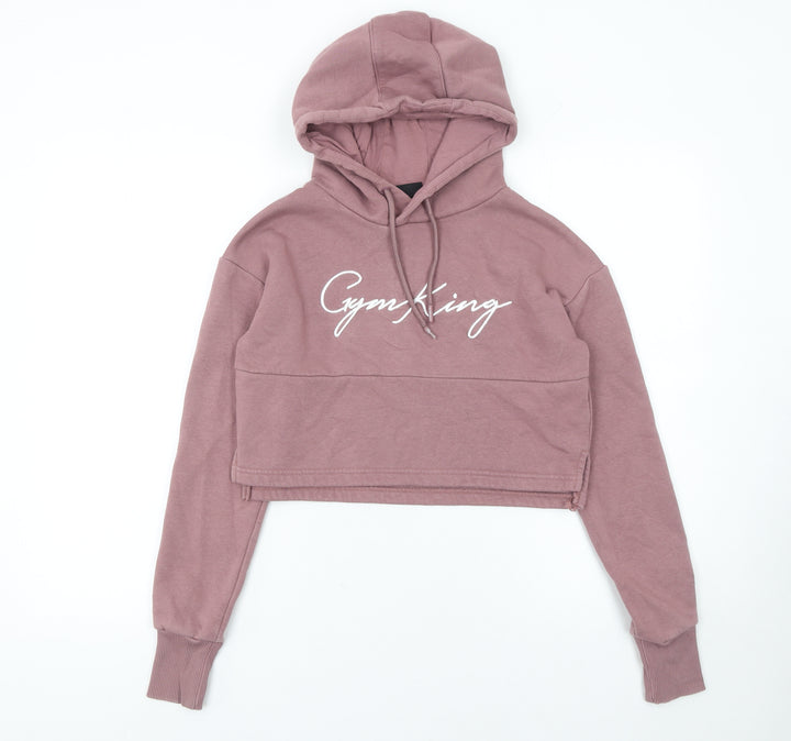 Gym King Womens Mauve Pink Cropped Hoodie Size 6 Cotton Blend