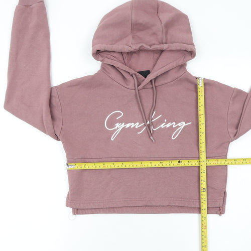 Gym King Womens Mauve Pink Cropped Hoodie Size 6 Cotton Blend