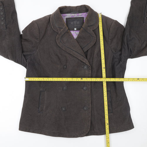 Con Amore Women Brown Corduroy Double-Breasted Jacket Size 20