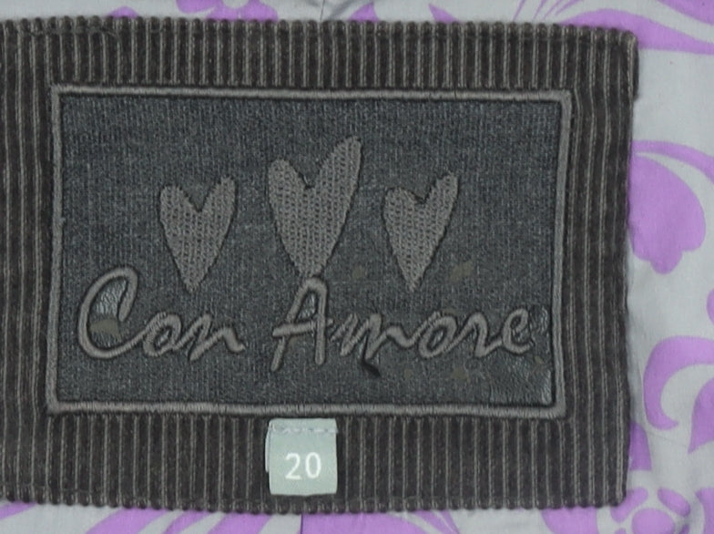 Con Amore Women Brown Corduroy Double-Breasted Jacket Size 20
