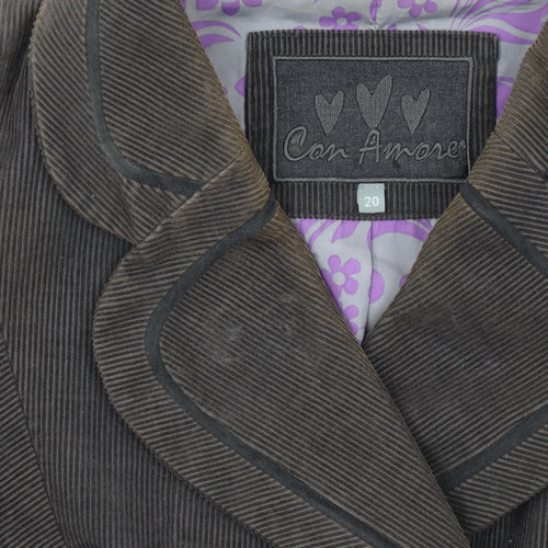 Con Amore Women Brown Corduroy Double-Breasted Jacket Size 20