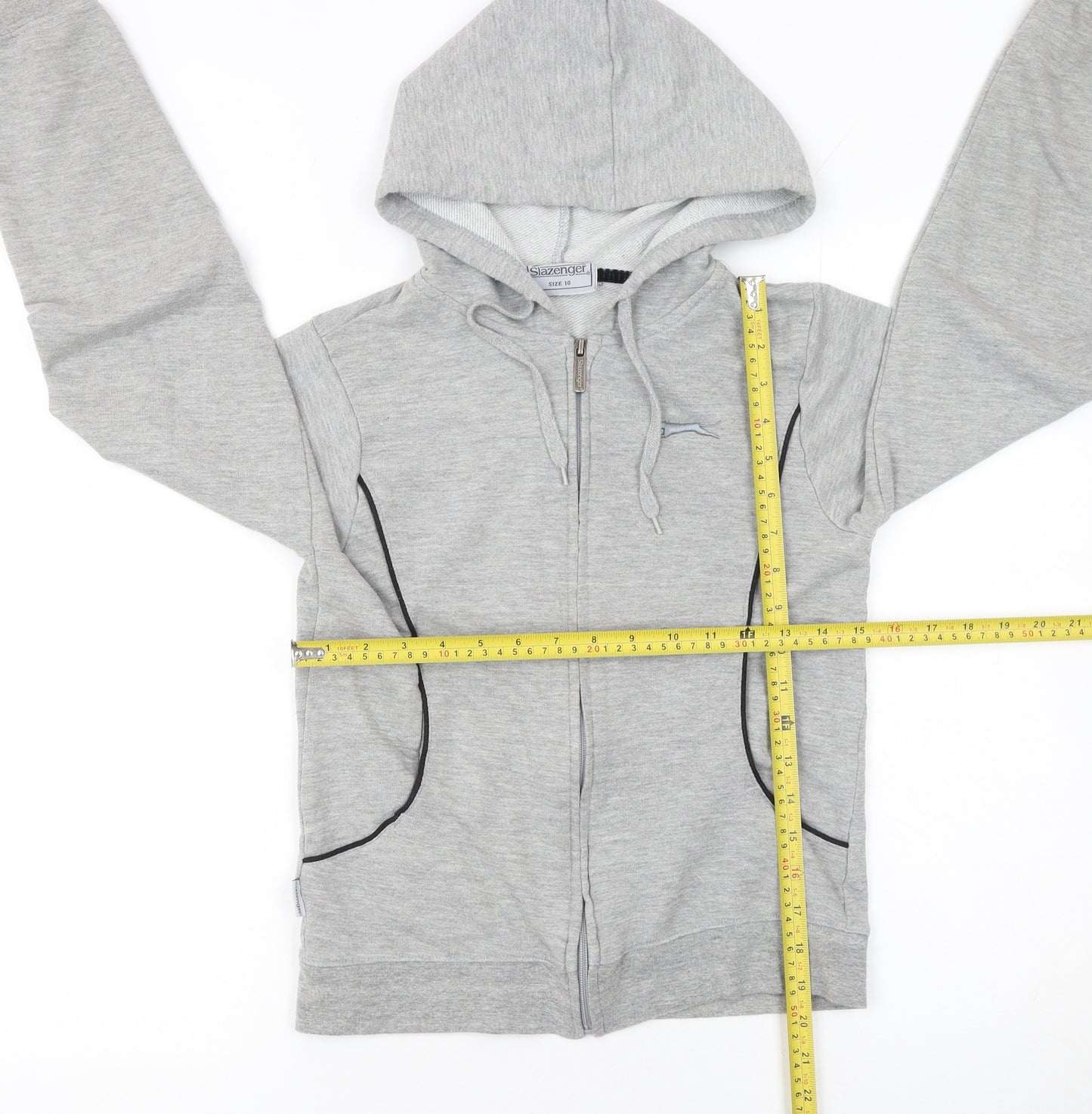 Slazenger Women Grey Size 10 Full Zip Hoodie Lightweight Casual