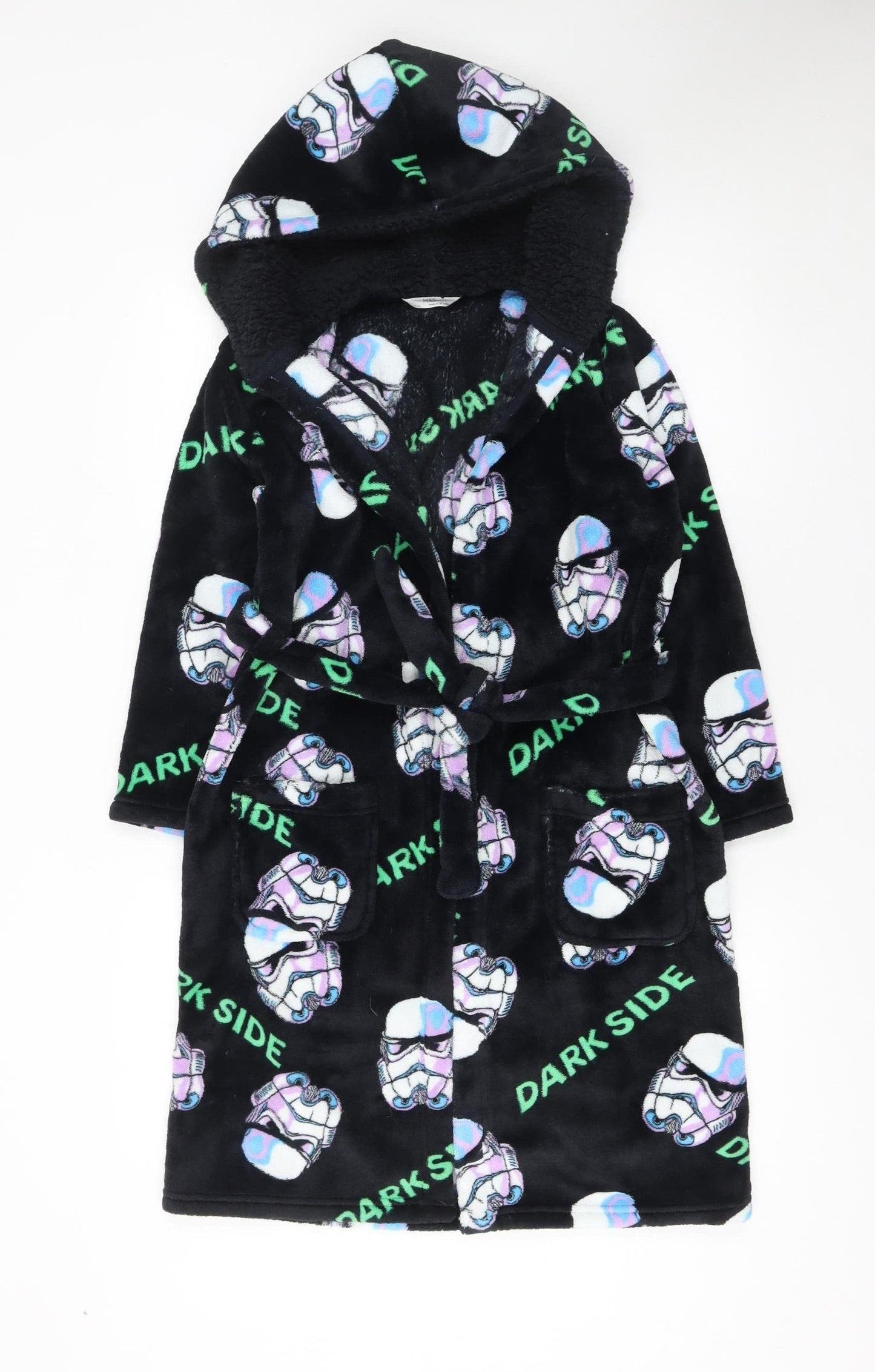 Marks and Spencer Boys Black Star Wars Fleece Hooded Robe 9-10 Years