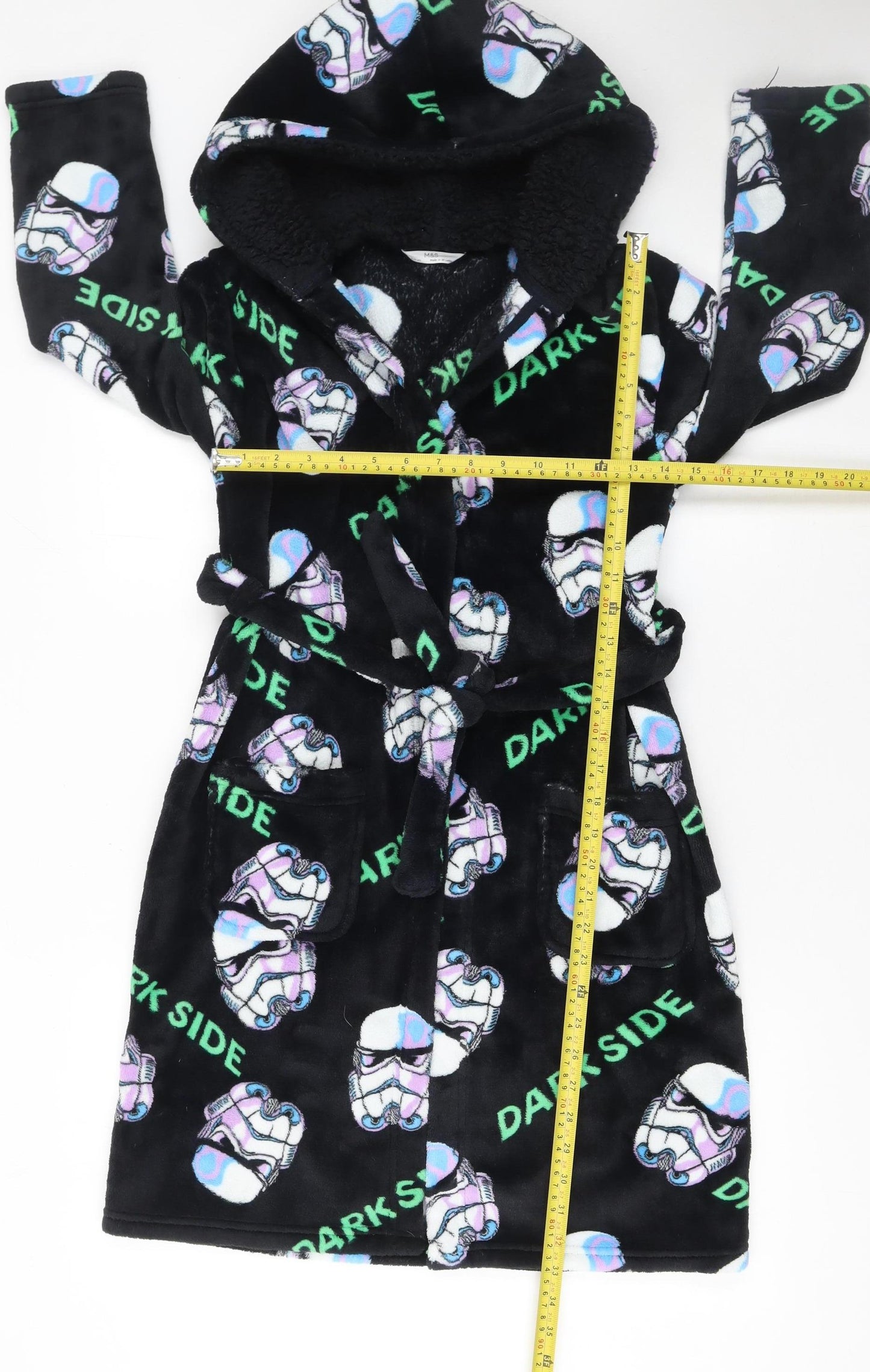 Marks and Spencer Boys Black Star Wars Fleece Hooded Robe 9-10 Years