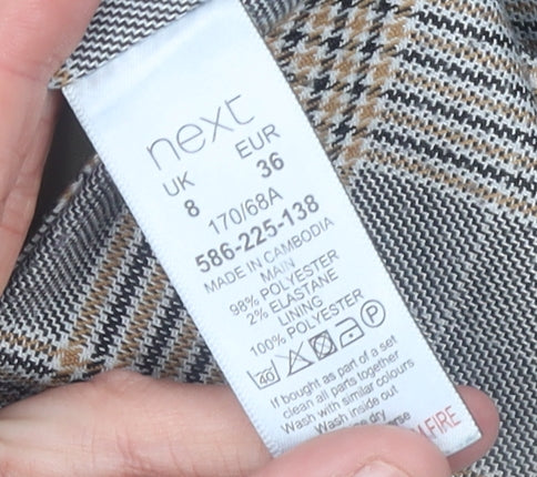 Next Women Grey Plaid Asymmetric Button Mini Skirt Size 8