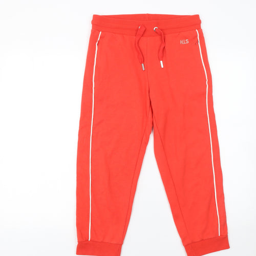 H.I.S Womens Red Jogger Trousers Size 10/12 Cotton Blend Casual