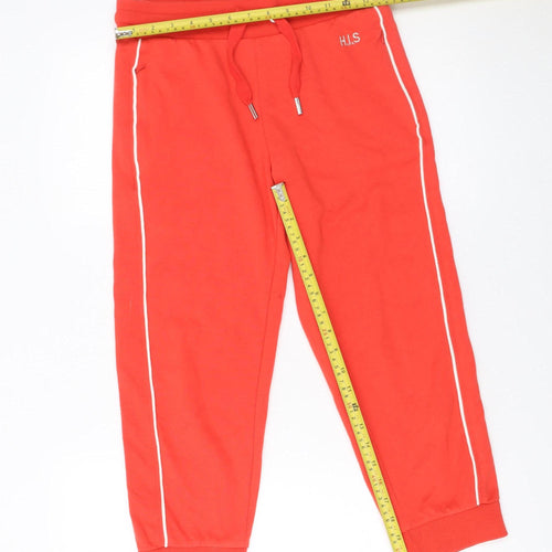 H.I.S Womens Red Jogger Trousers Size 10/12 Cotton Blend Casual