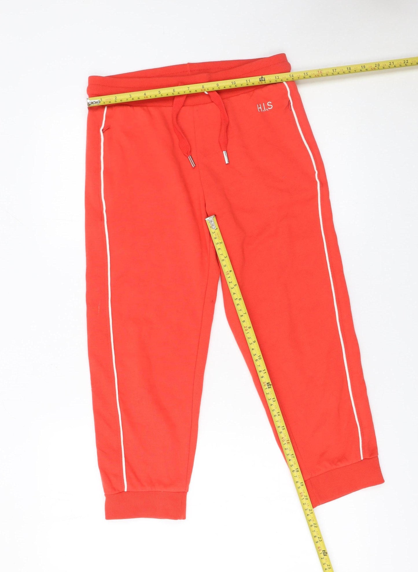 H.I.S Womens Red Jogger Trousers Size 10/12 Cotton Blend Casual