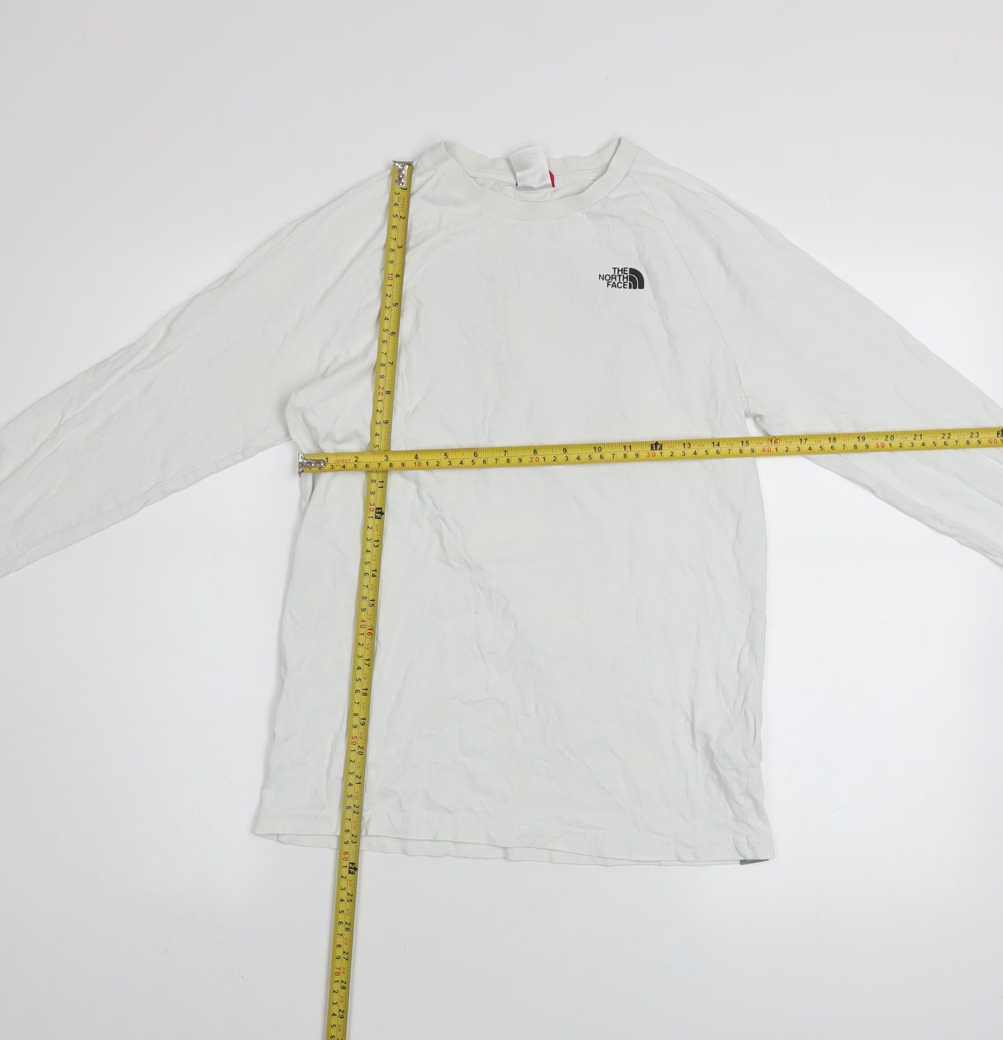 The North Face Boys White XL Long Sleeve Logo T-Shirt 100% Cotton