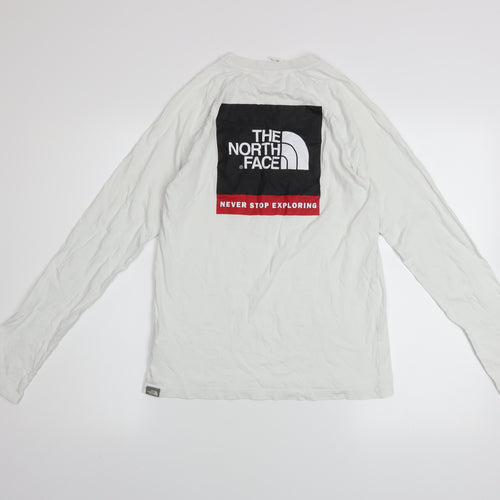 The North Face Boys White XL Long Sleeve Logo T-Shirt 100% Cotton