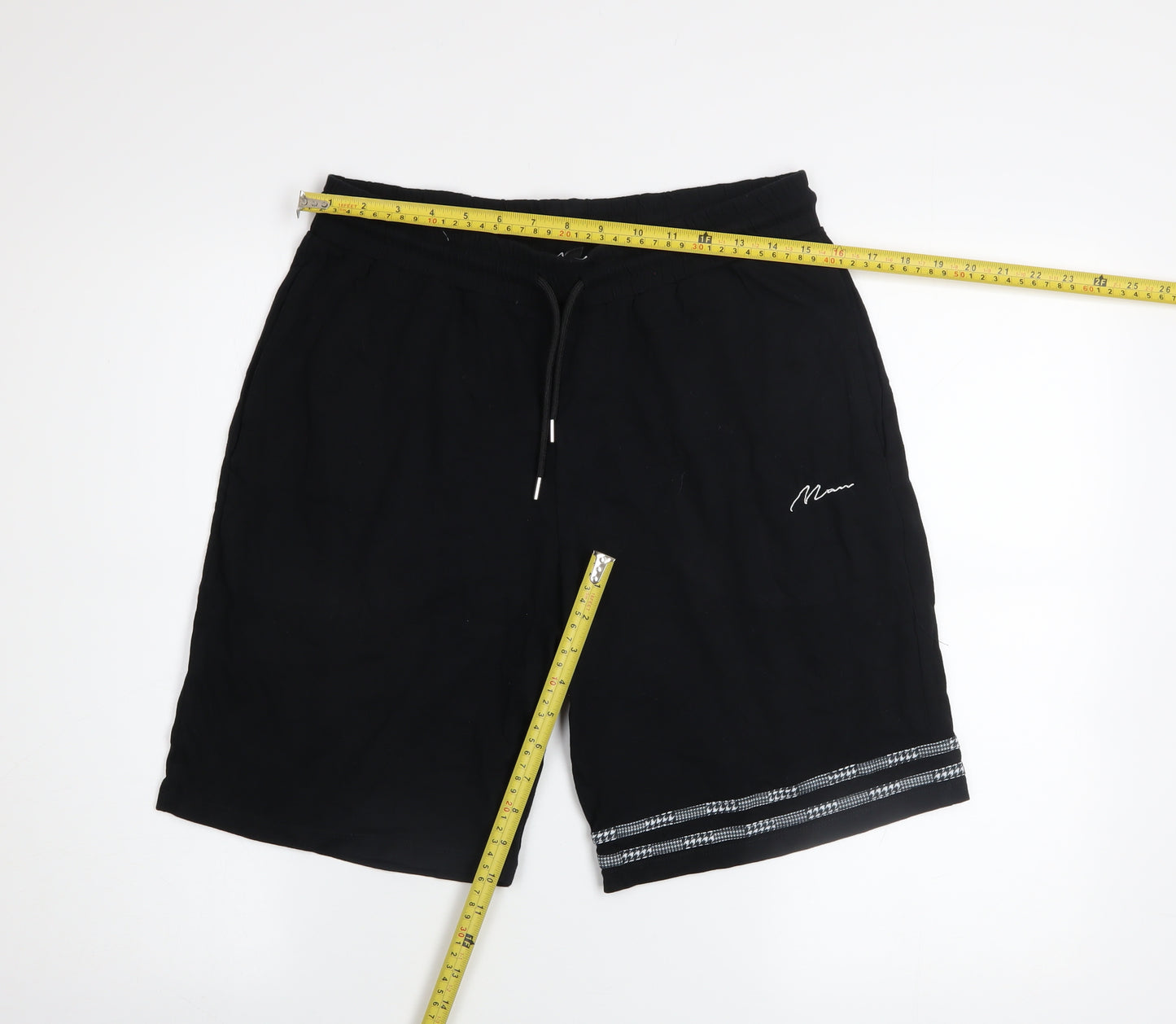 BoohooMAN Black Cotton Men's L Athletic Shorts Drawstring Waist