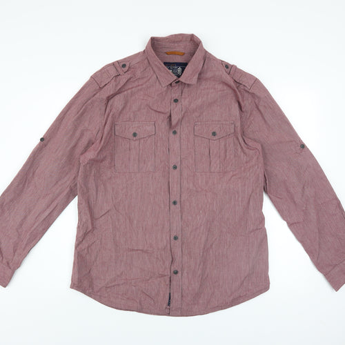 F.F.P. Factory Men’s Red Long Sleeve Cotton Button-Up Shirt L