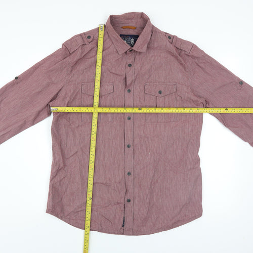 F.F.P. Factory Men’s Red Long Sleeve Cotton Button-Up Shirt L
