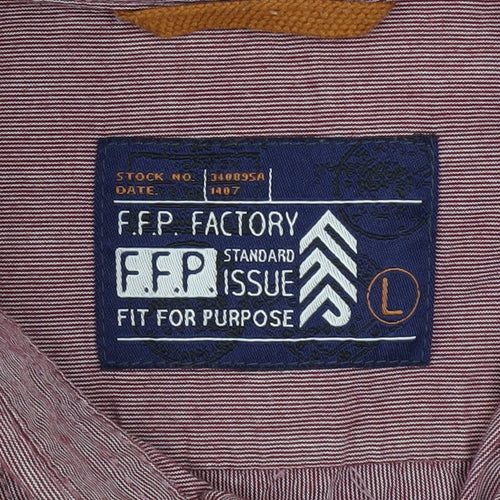 F.F.P. Factory Men’s Red Long Sleeve Cotton Button-Up Shirt L