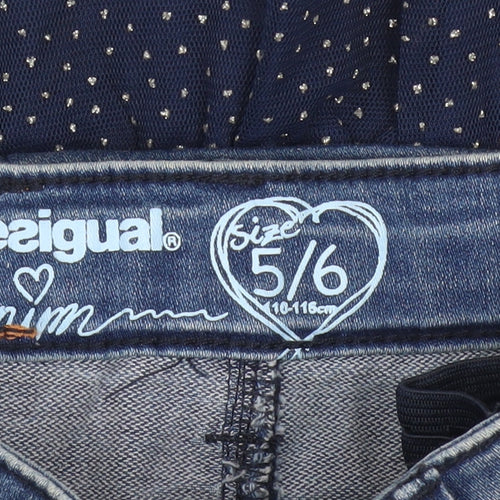 Desigual Girls Blue Denim Sequin Mini Skirt 5-6 Years Adjustable Waist