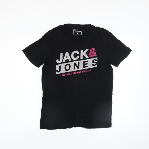 Jack & Jones Core Men's Black Graphic Short Sleeve Cotton T-Shirt M