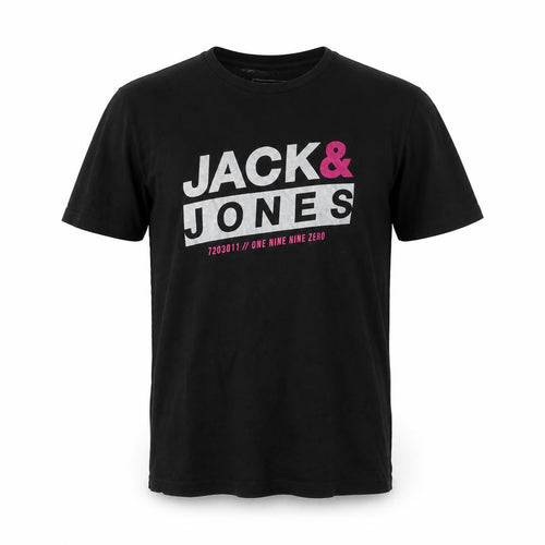 Jack & Jones Core Men's Black Graphic Short Sleeve Cotton T-Shirt M