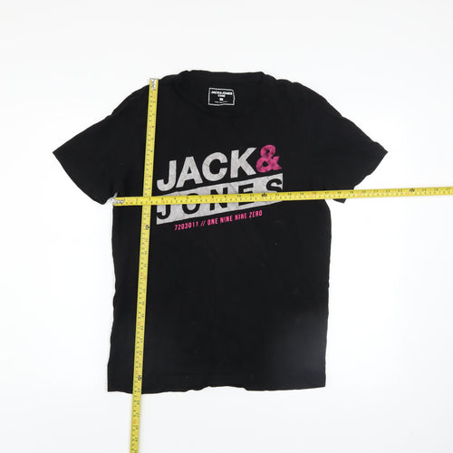 Jack & Jones Core Men's Black Graphic Short Sleeve Cotton T-Shirt M