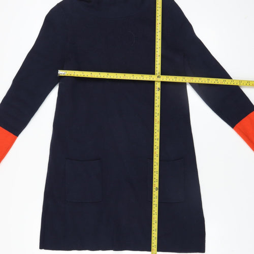 White Stuff Women's Blue Colourblock Shift Dress Size 8 Knit Long Sleeve