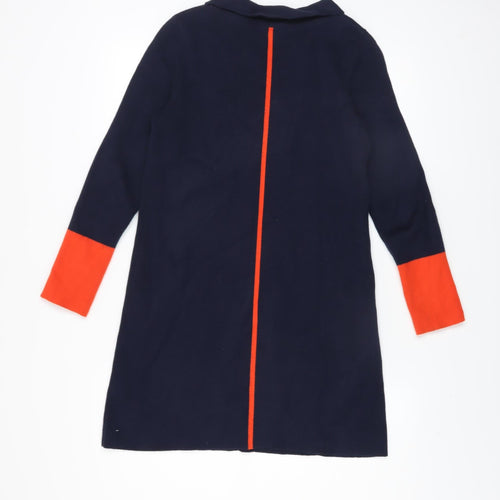 White Stuff Women's Blue Colourblock Shift Dress Size 8 Knit Long Sleeve