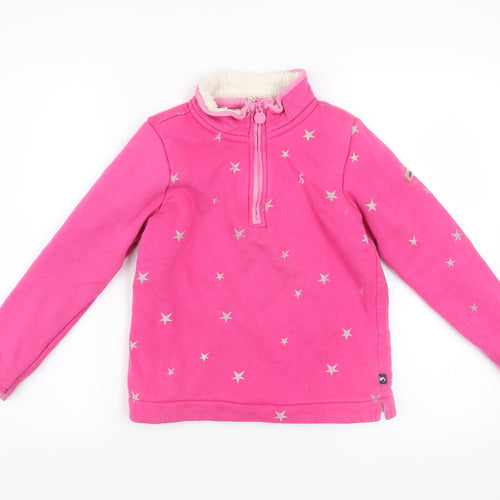 Joules Girls Pink Star 1/4 Zip Fleece Lined Jacket Age 10 Years