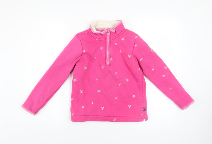 Joules Girls Pink Star 1/4 Zip Fleece Lined Jacket Age 10 Years