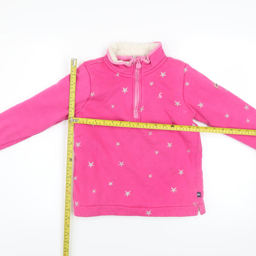 Joules Girls Pink Star 1/4 Zip Fleece Lined Jacket Age 10 Years