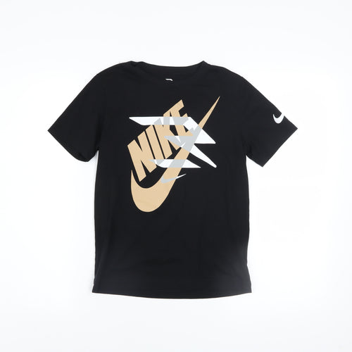 Nike Boys Black Graphic Logo Short Sleeve Cotton Blend T-Shirt 10-12 Yrs