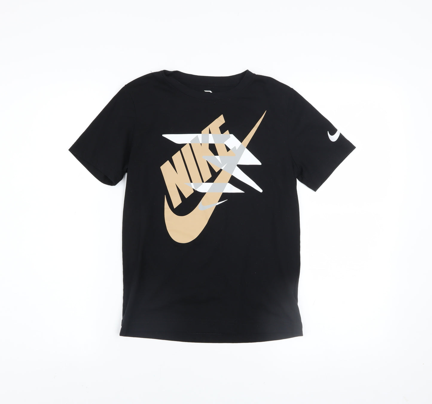 Nike Boys Black Graphic Logo Short Sleeve Cotton Blend T-Shirt 10-12 Yrs