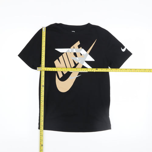 Nike Boys Black Graphic Logo Short Sleeve Cotton Blend T-Shirt 10-12 Yrs