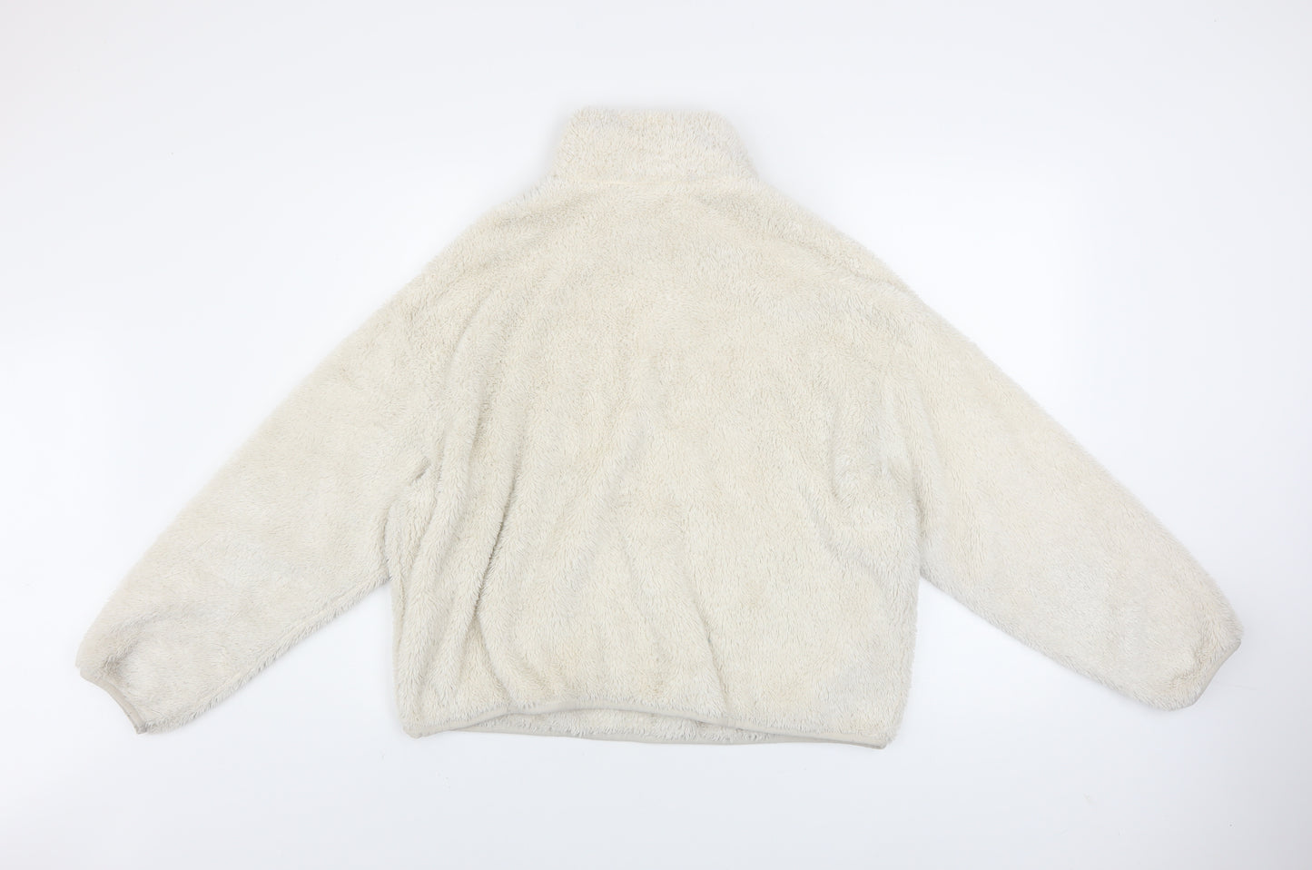 H&M Women Ivory 1/4 Zip Fleece Pullover Sweatshirt S