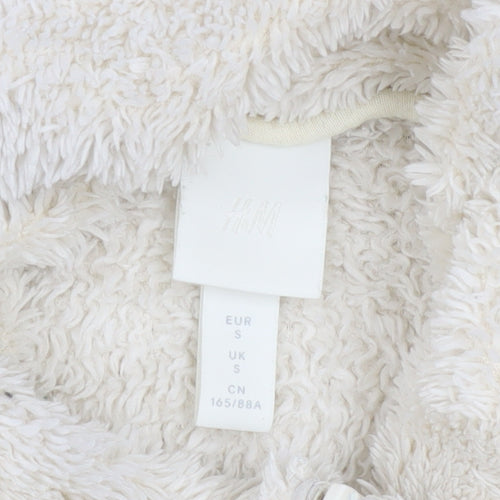 H&M Women Ivory 1/4 Zip Fleece Pullover Sweatshirt S