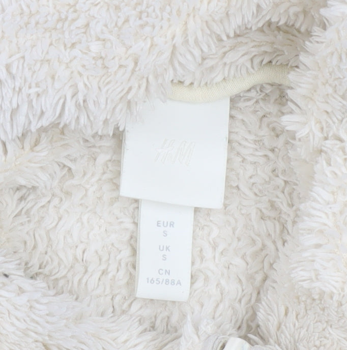 H&M Women Ivory 1/4 Zip Fleece Pullover Sweatshirt S