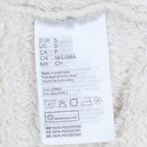H&M Women Ivory 1/4 Zip Fleece Pullover Sweatshirt S