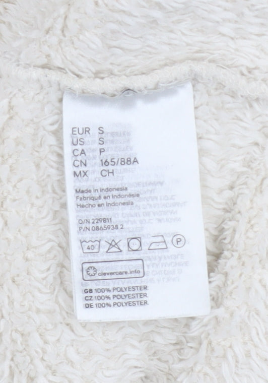 H&M Women Ivory 1/4 Zip Fleece Pullover Sweatshirt S