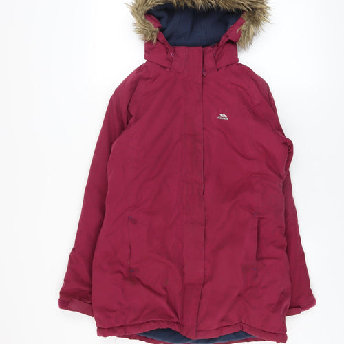 Trespass Girls Red Waterproof Hooded Parka Coat 11-12 Years Winter Jacket