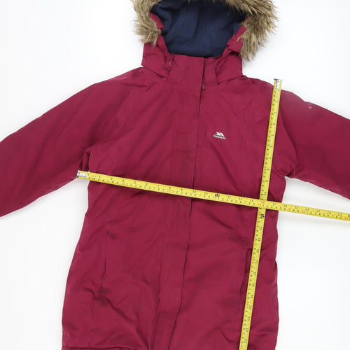 Trespass Girls Red Waterproof Hooded Parka Coat 11-12 Years Winter Jacket