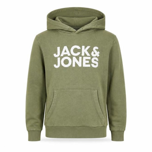 Jack & Jones Boys Green Hoodie Size 152 Pullover Fleece Logo Sweatshirt