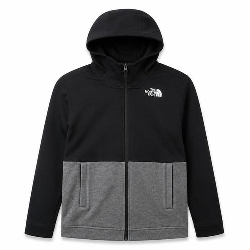 The North Face Boys Black Grey Full Zip Hooded Fleece Hoodie Size L
