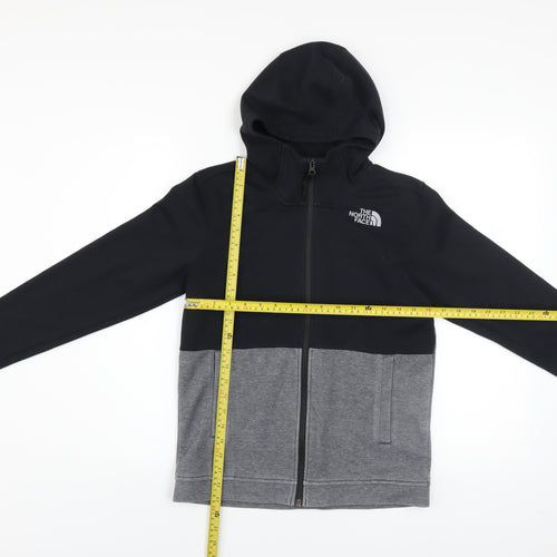 The North Face Boys Black Grey Full Zip Hooded Fleece Hoodie Size L