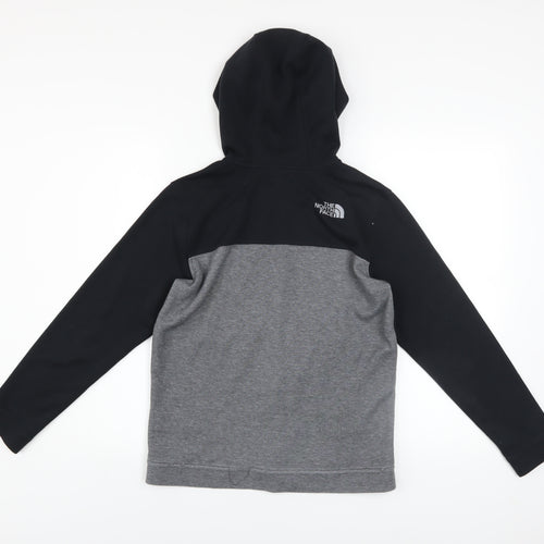 The North Face Boys Black Grey Full Zip Hooded Fleece Hoodie Size L