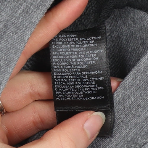 The North Face Boys Black Grey Full Zip Hooded Fleece Hoodie Size L