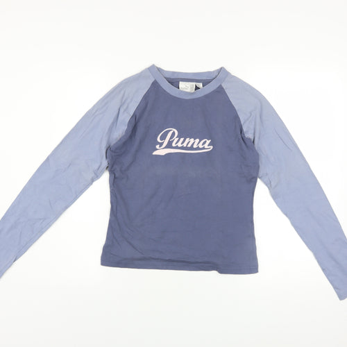 Puma Womens Blue Long Sleeve Crew Neck Raglan Jersey T-Shirt Size 10