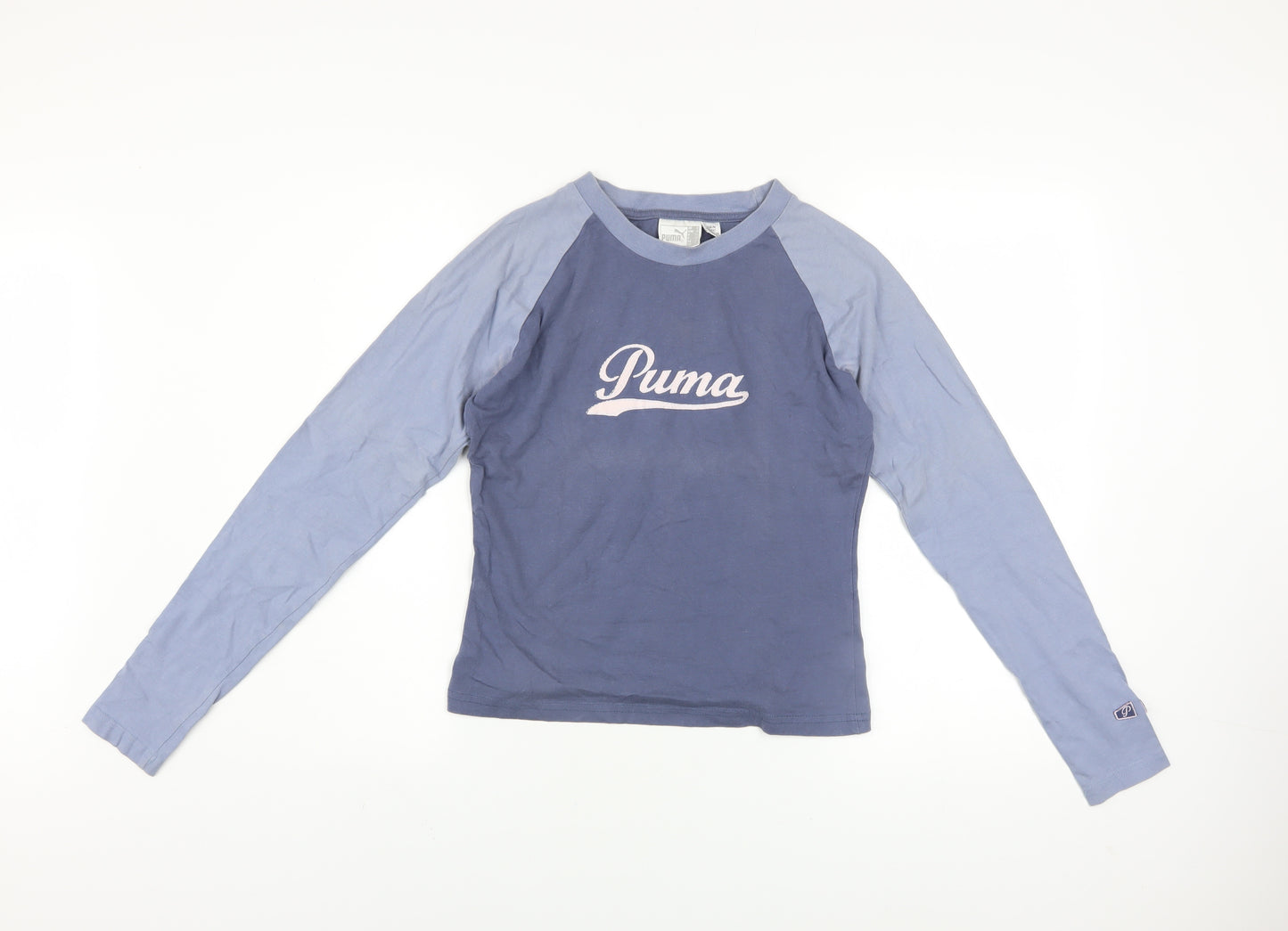 Puma Womens Blue Long Sleeve Crew Neck Raglan Jersey T-Shirt Size 10