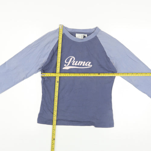 Puma Womens Blue Long Sleeve Crew Neck Raglan Jersey T-Shirt Size 10