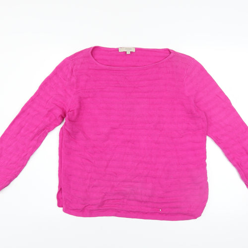 Hobbs Women’s Pink Cotton Knit Long Sleeve Pullover Jumper M