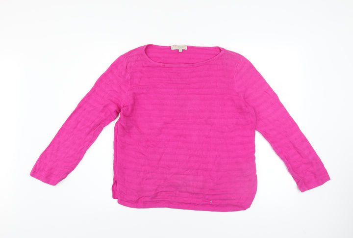 Hobbs Women’s Pink Cotton Knit Long Sleeve Pullover Jumper M
