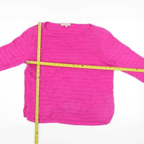 Hobbs Women’s Pink Cotton Knit Long Sleeve Pullover Jumper M
